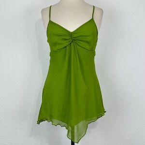 Y2K Babydoll Top Women L Forest Fairy Pixie Festival Boho Sheer Tank Cami 90s